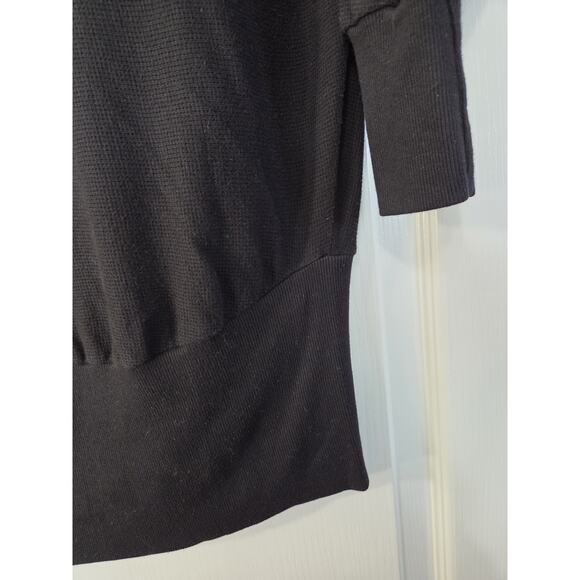 LAmade Black Aidan Waffle Thermal Drape Neck Modal Blend Shirt Top Women's Small - Picture 10 of 11